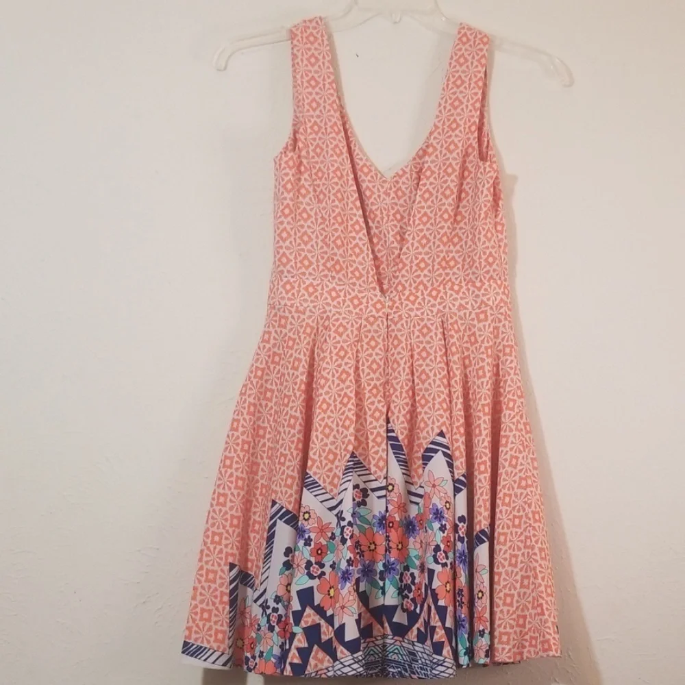 Ark & Co Deep Coral and Floral above knee dress - Picture 8 of 8